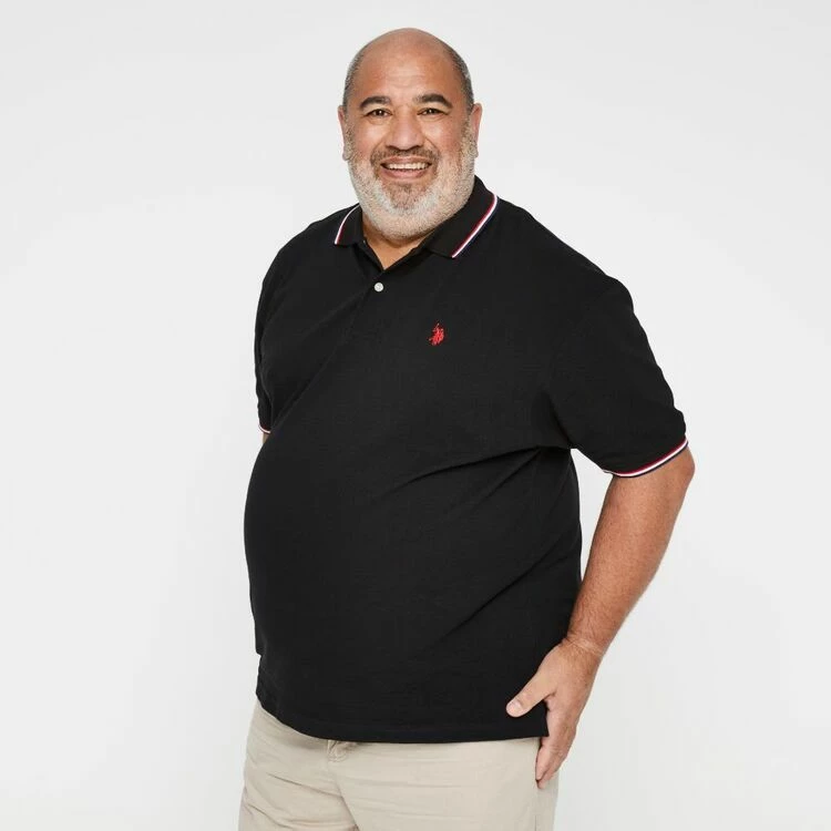 U.S. Polo Assn. Big Men's Short Sleeve Polo With Tipping Black - Image 5