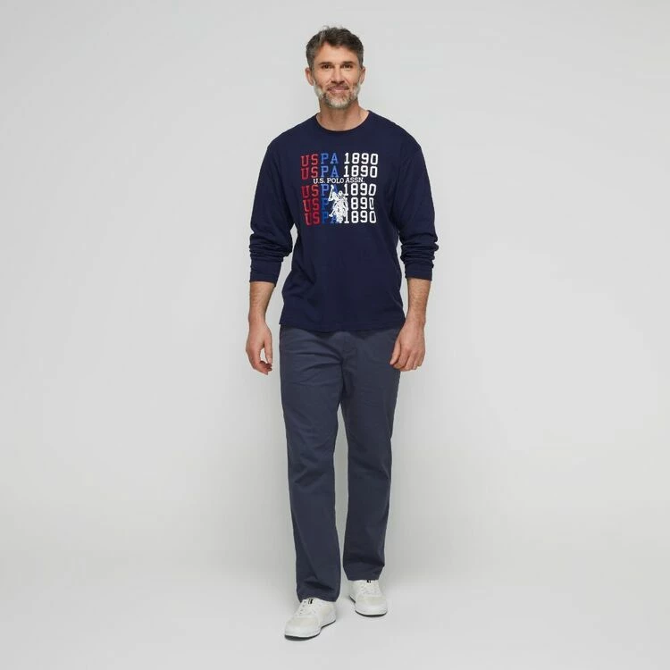 U.S. Polo Assn. Men's Long Sleeve 1890 Printed Long Sleeve Tee Navy Large - Image 3