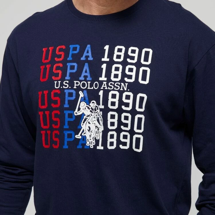 U.S. Polo Assn. Men's Long Sleeve 1890 Printed Long Sleeve Tee Navy Large - Image 2