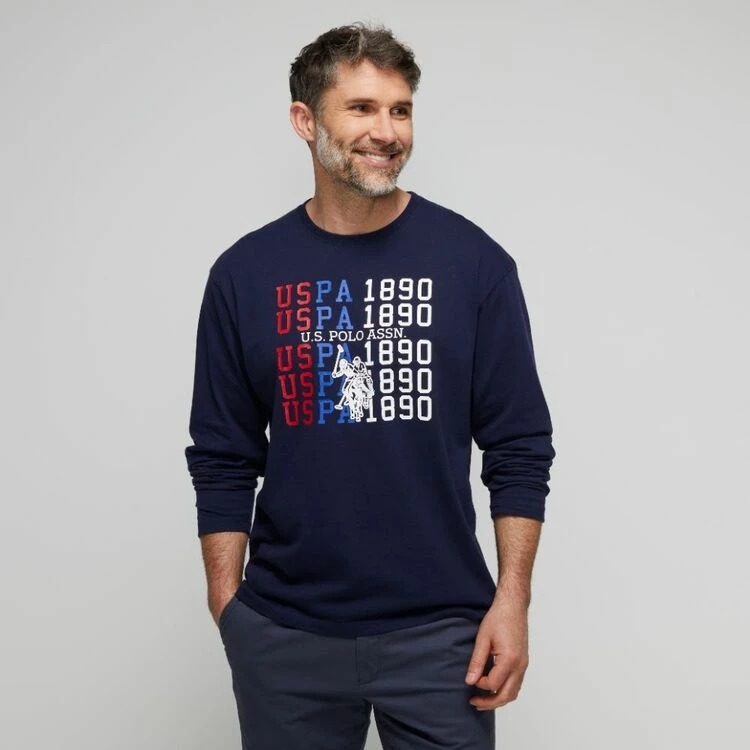 U.S. Polo Assn. Men's Long Sleeve 1890 Printed Long Sleeve Tee Navy Large - Image 5