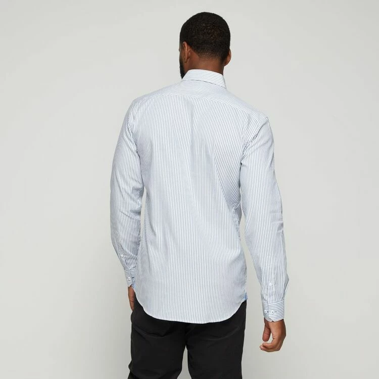 Brooksfield Vertical Stripe Luxe Dress Shirt White - Image 4