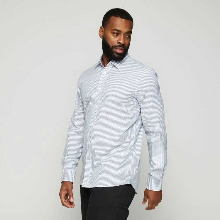 Brooksfield Vertical Stripe Luxe Dress Shirt White