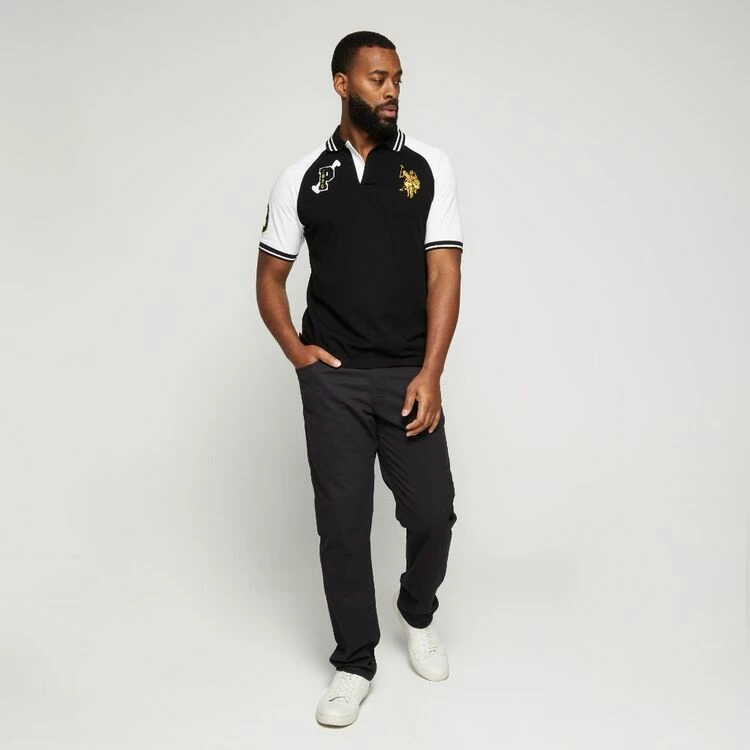 U.S. POLO ASSN. Contrast Short Sleeve P3 Polo With Gold Embroidered Logo Black - Image 3