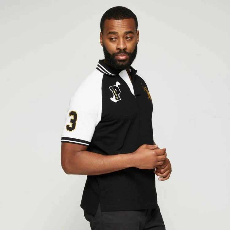 U.S. POLO ASSN. Contrast Short Sleeve P3 Polo With Gold Embroidered Logo Black - Image 2