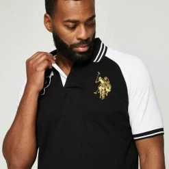 U.S. POLO ASSN. Contrast Short Sleeve P3 Polo With Gold Embroidered Logo Black