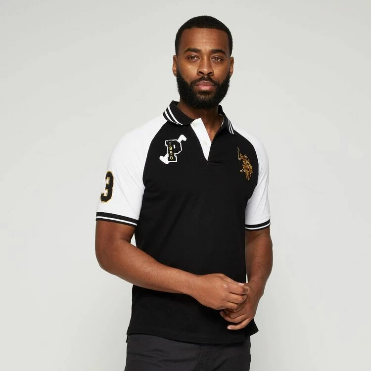 U.S. POLO ASSN. Contrast Short Sleeve P3 Polo With Gold Embroidered Logo Black - Image 5
