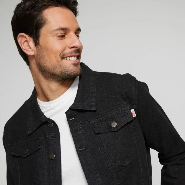 Lee Cooper Jeans Denim Trucker Jacket Black - Image 2
