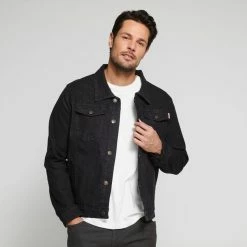 Lee Cooper Jeans Denim Trucker Jacket Black