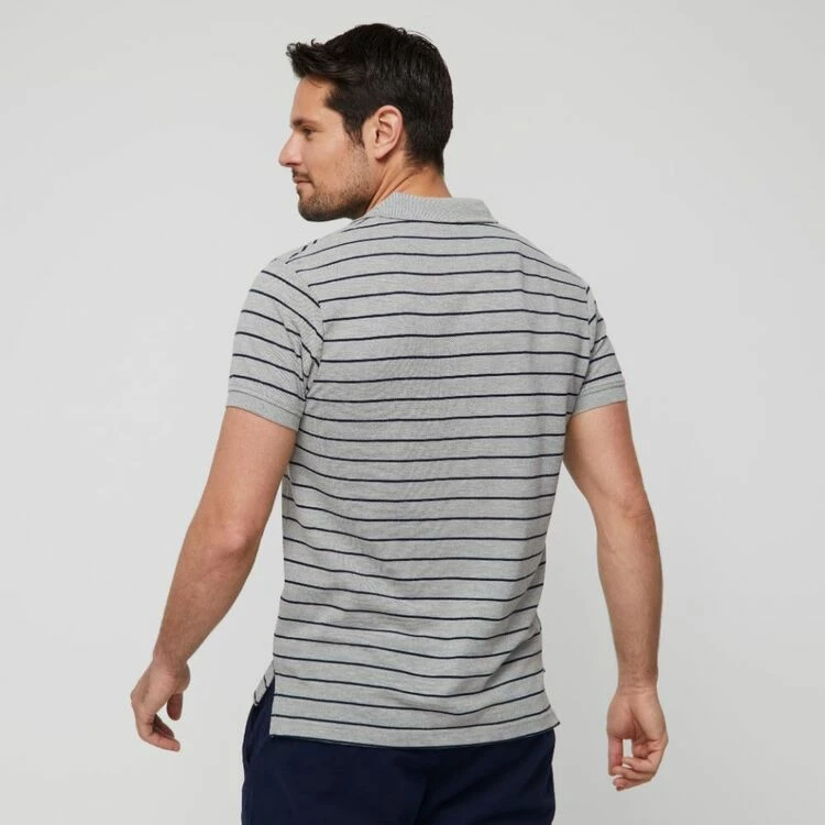 U.S. POLO ASSN. Short Sleeve Stripe Polo With Embroidered Logo Heather Grey - Image 4