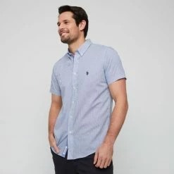 U.S. POLO ASSN. Short Sleeve Spot Printed Short Sleeve Shirt With Embroidered Logo Royal Blue