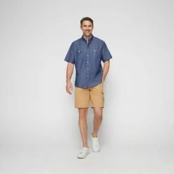 U.S. Polo Assn. US Polo Assn Men's Chambray Denim Short Sleeve Shirt Navy