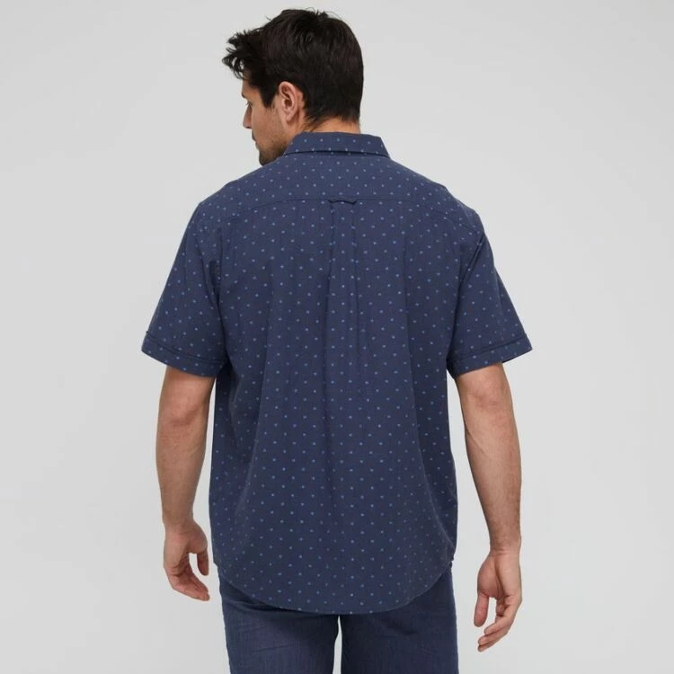 JC Lanyon Cass Linen Cotton Short Sleeve Shirt Indigo - Image 4
