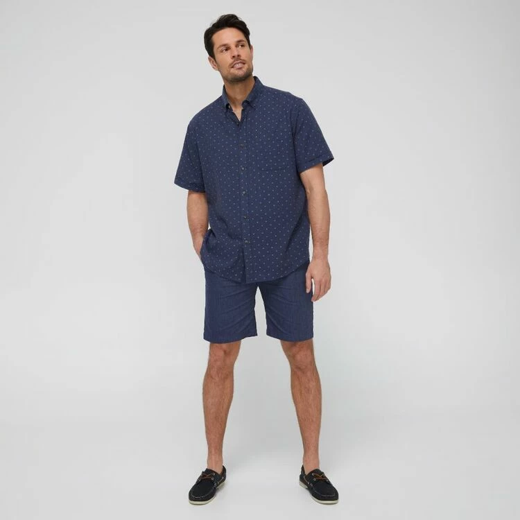 JC Lanyon Cass Linen Cotton Short Sleeve Shirt Indigo - Image 3