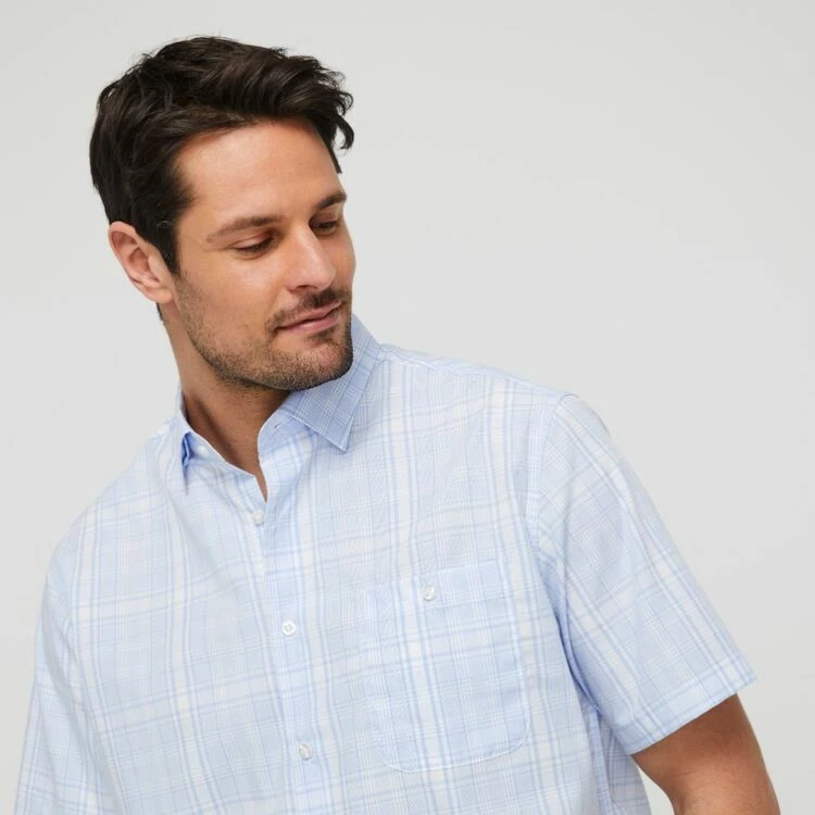 JC Lanyon Tyler Easycare Short Sleeve Shirt Sky Chalk - Image 2