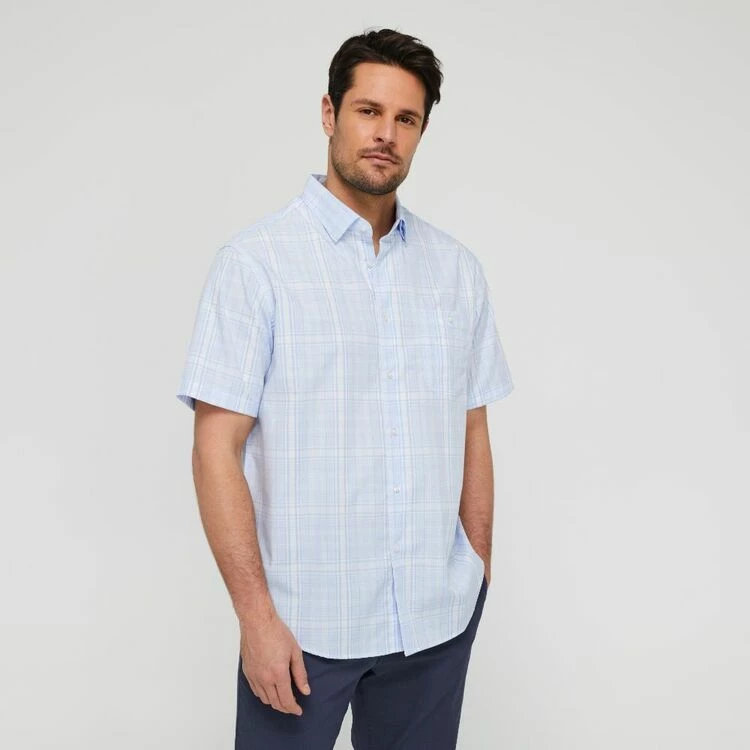 JC Lanyon Tyler Easycare Short Sleeve Shirt Sky Chalk - Image 5