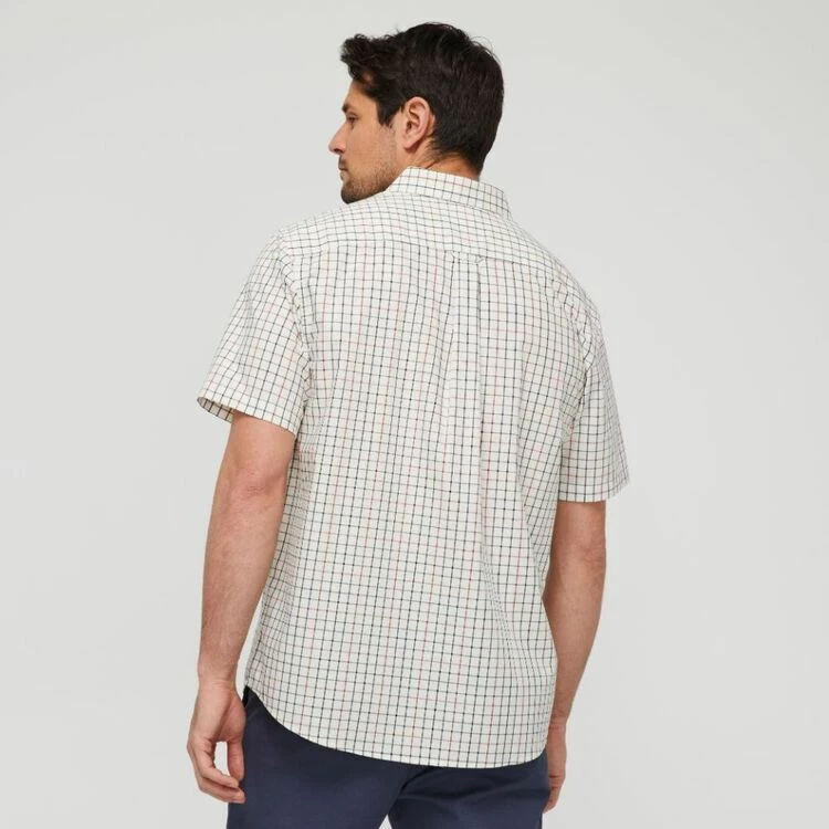 JC Lanyon Anders Easycare Short Sleeve Shirt Beige & Multicoloured - Image 4