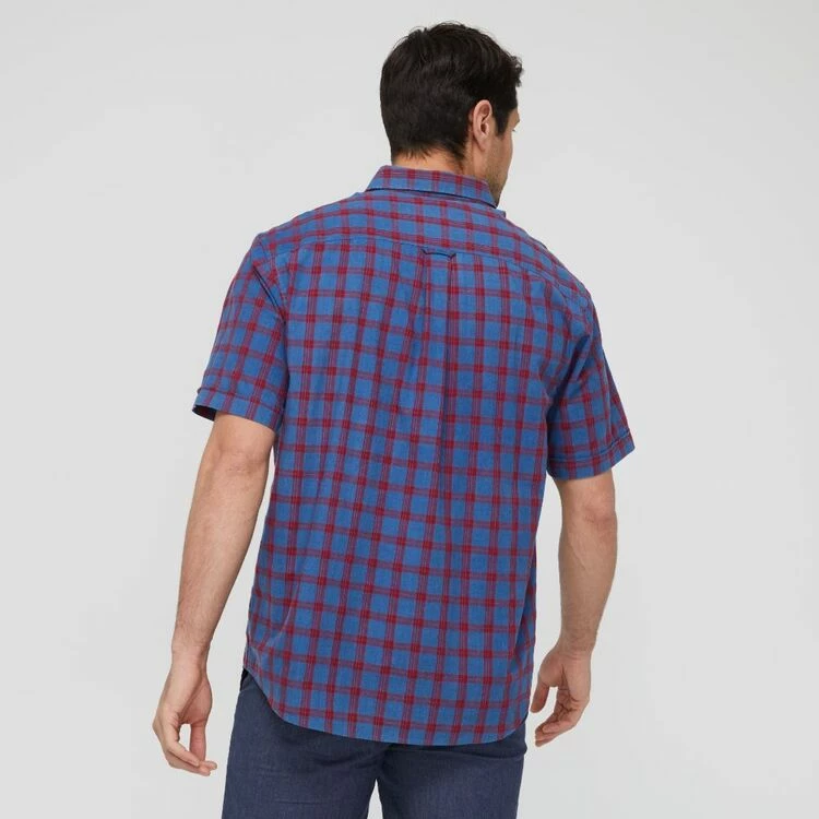 JC Lanyon Parker Check Short Sleeve Shirt Red & Navy - Image 4