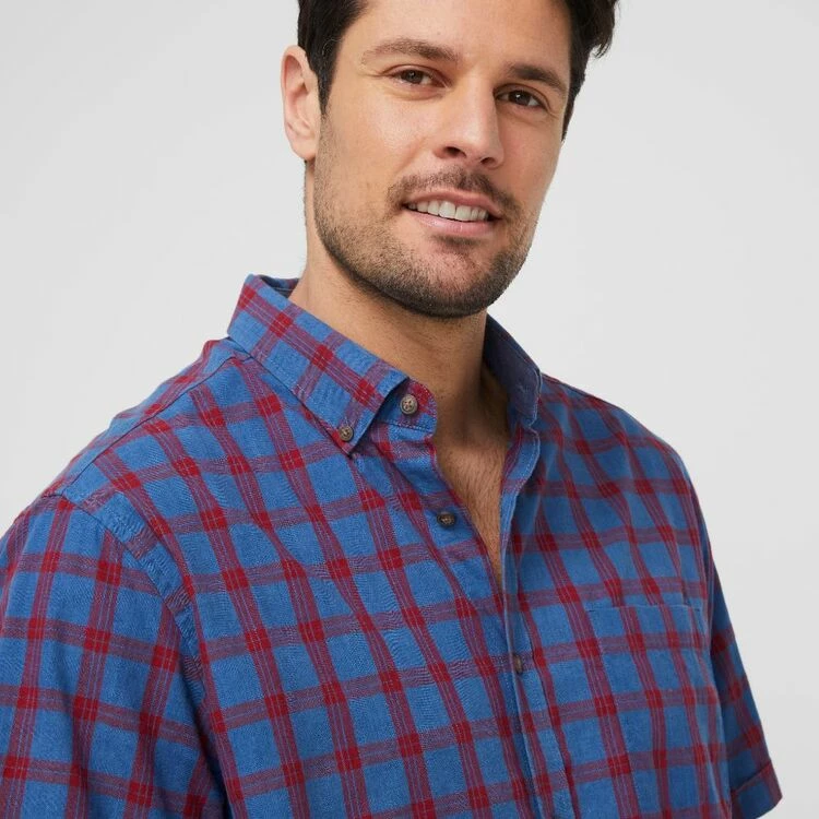 JC Lanyon Parker Check Short Sleeve Shirt Red & Navy - Image 2