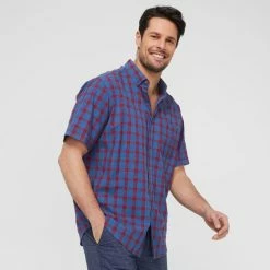 JC Lanyon Parker Check Short Sleeve Shirt Red & Navy