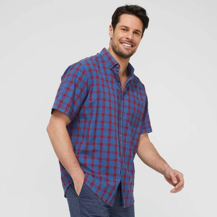 JC Lanyon Parker Check Short Sleeve Shirt Red & Navy