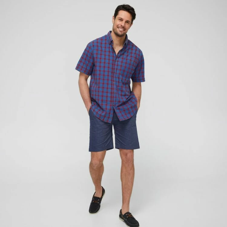 JC Lanyon Parker Check Short Sleeve Shirt Red & Navy - Image 5