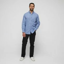 JC Lanyon Men's Mason Easy Care Long Sleeve Shirt Blue Check