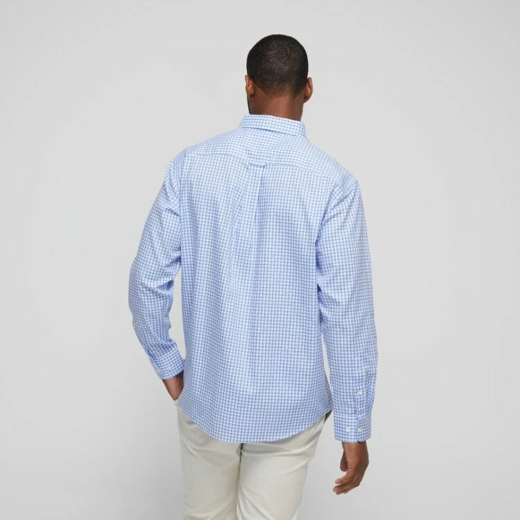 JC Lanyon Men's Easy Care Long Sleeve Shirt Sky Chalk - Image 4