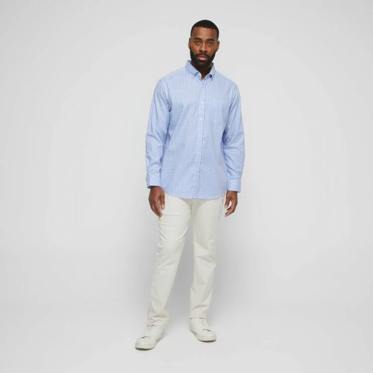 JC Lanyon Men's Easy Care Long Sleeve Shirt Sky Chalk - Image 3