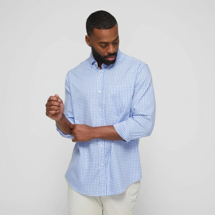 JC Lanyon Men's Easy Care Long Sleeve Shirt Sky Chalk - Image 2