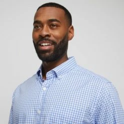 JC Lanyon Men's Easy Care Long Sleeve Shirt Sky Chalk