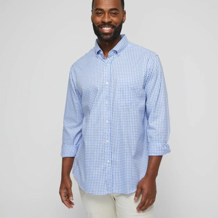 JC Lanyon Men's Easy Care Long Sleeve Shirt Sky Chalk - Image 5