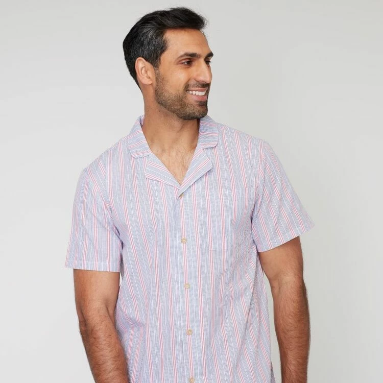 Nic Morris Short Cotton Poplin Pj Set Multicoloured Stripe - Image 2