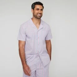 Nic Morris Short Cotton Poplin Pj Set Multicoloured Stripe