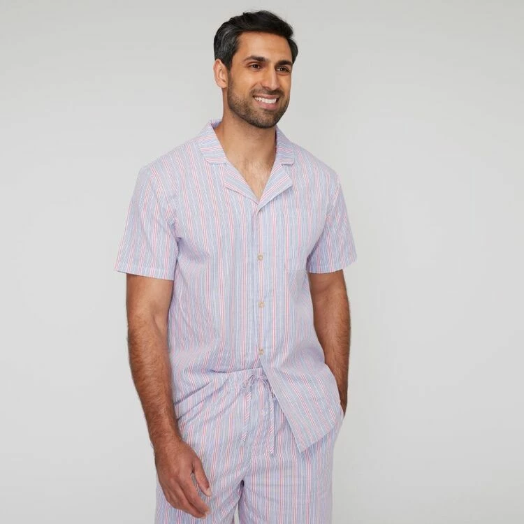 Nic Morris Short Cotton Poplin Pj Set Multicoloured Stripe