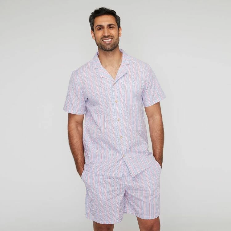 Nic Morris Short Cotton Poplin Pj Set Multicoloured Stripe - Image 5