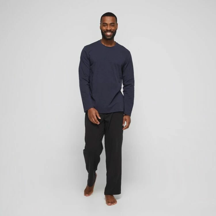 Nic Morris Men's Long Sleeve Pyjama Crew Neck T-Shirt Black - Image 3