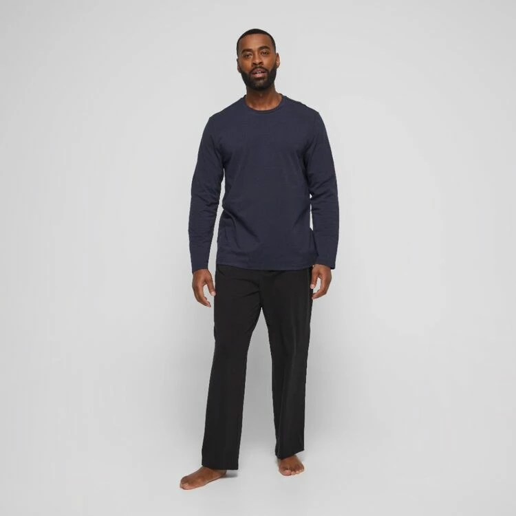 Nic Morris Men's Long Sleeve Pyjama Crew Neck T-Shirt Black - Image 2