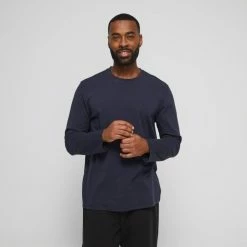 Nic Morris Men's Long Sleeve Pyjama Crew Neck T-Shirt Black