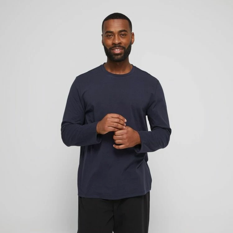 Nic Morris Men's Long Sleeve Pyjama Crew Neck T-Shirt Black