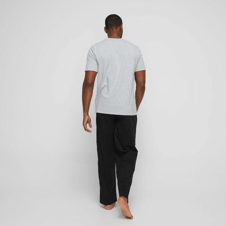 Nic Morris Men's Short Sleeve Crew Neck T-Shirt & Pants Pyjama Set Grey & Black - Image 4