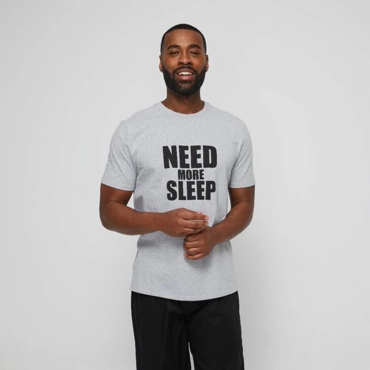 Nic Morris Men's Short Sleeve Crew Neck T-Shirt & Pants Pyjama Set Grey & Black - Image 2