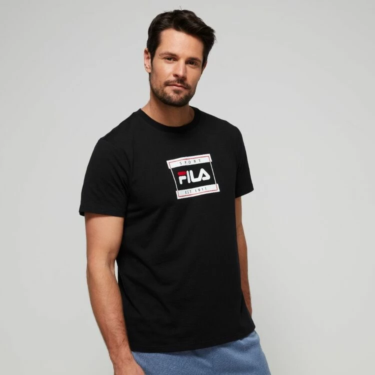 FILA Men's Justin Logo Jersey Tee Black - Image 3