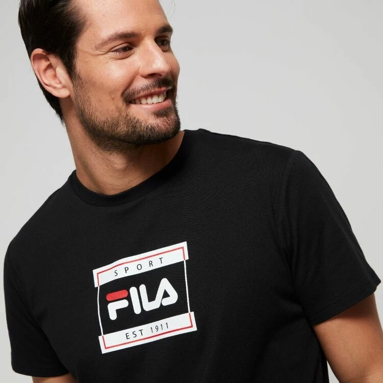 FILA Men's Justin Logo Jersey Tee Black - Image 2