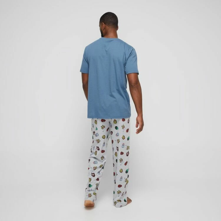 Marvel Men's Short Sleeve Crew Neck T-Shirt & Pants Pyjama Set Blue & Grey - Image 4