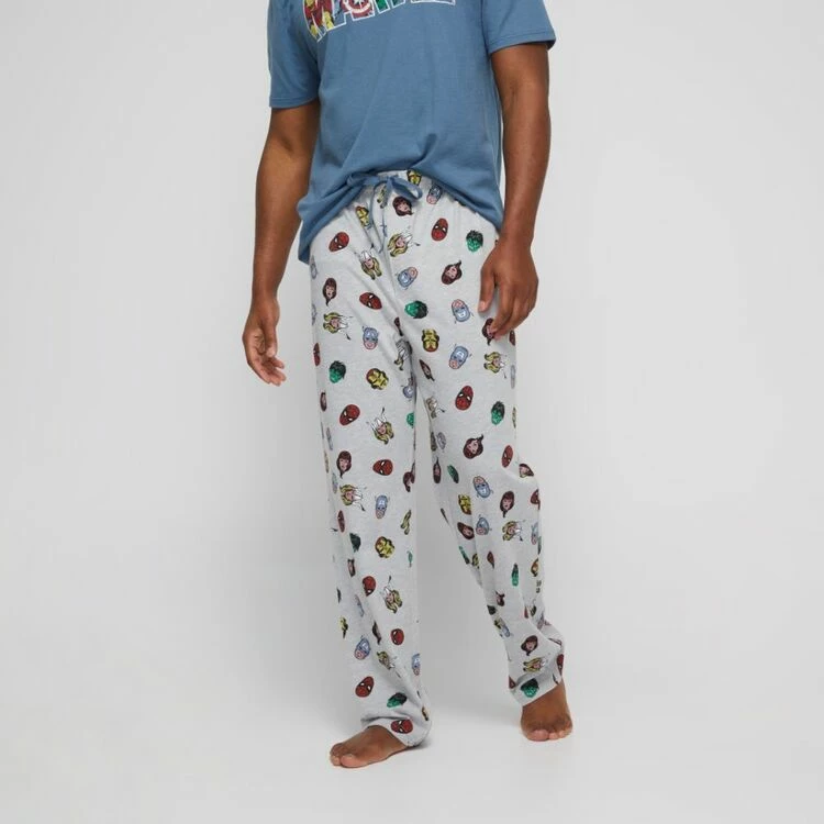 Marvel Men's Short Sleeve Crew Neck T-Shirt & Pants Pyjama Set Blue & Grey - Image 2