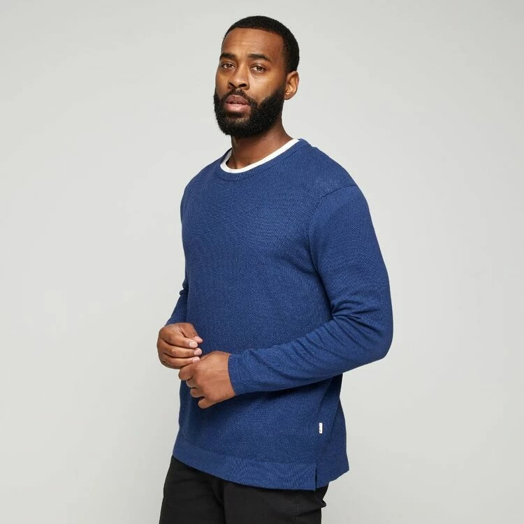 JC Lanyon Avery Cotton Cashmere Textured Knit Cobalt