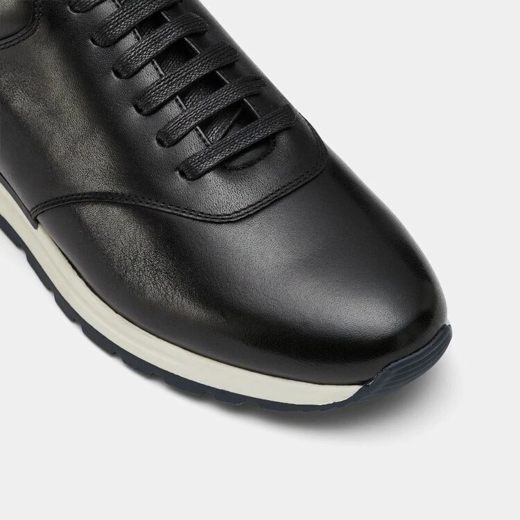 Jeff Banks Men's Contrast Outsole Leather Casual Shoe Black