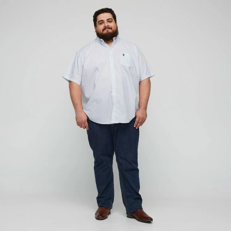 U.S. Polo Assn. Big Printed Dot Short Sleeve Shirt White & Blue - Image 3