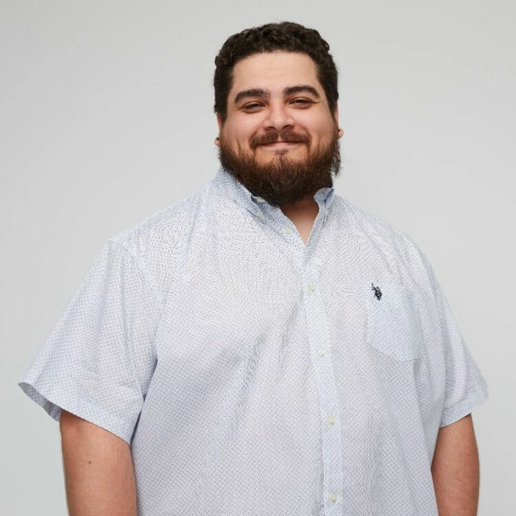 U.S. Polo Assn. Big Printed Dot Short Sleeve Shirt White & Blue - Image 2