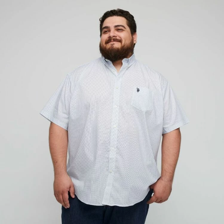 U.S. Polo Assn. Big Printed Dot Short Sleeve Shirt White & Blue - Image 5